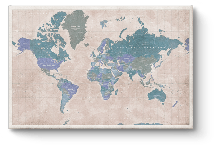 Carte du monde sur toile canevas